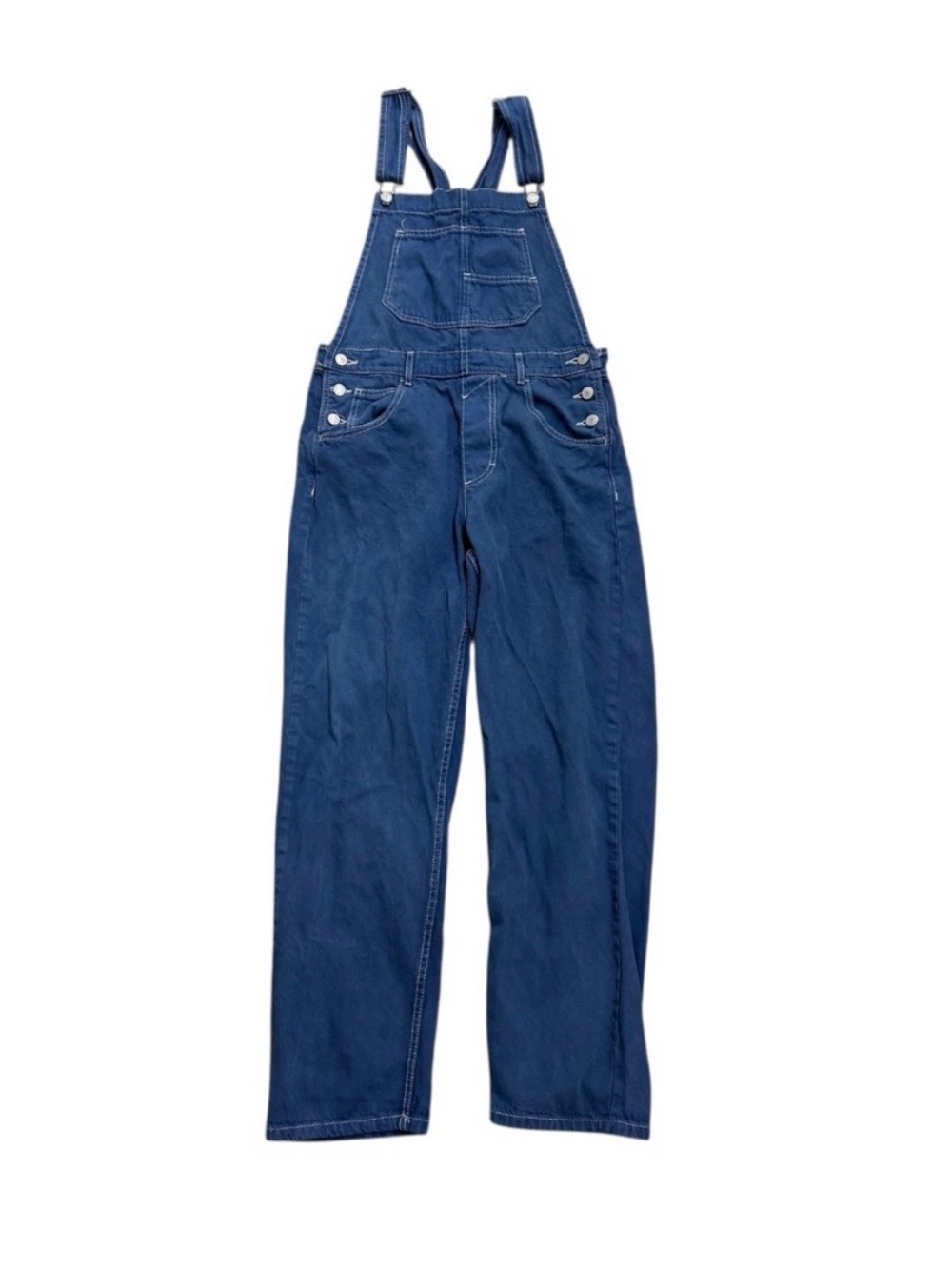 Free People Blue Ziggy Slouchy Cotton Denim Overalls Size Small
